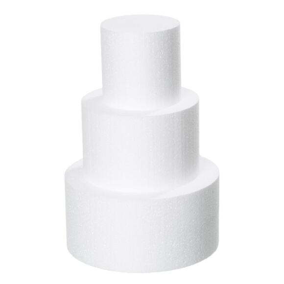 NEW 3 Tier Round Styrofoam Cake Dummies Set,, 12 Inch Tall, White Fake Cake - Picture 1 of 3